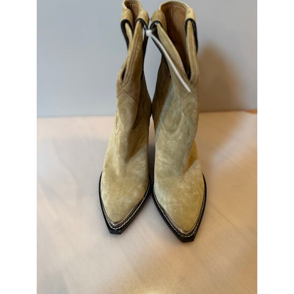 Isabel Marant Suede Cowboy Boots Tan Size 6 Silver Ti - Picture 4 of 9